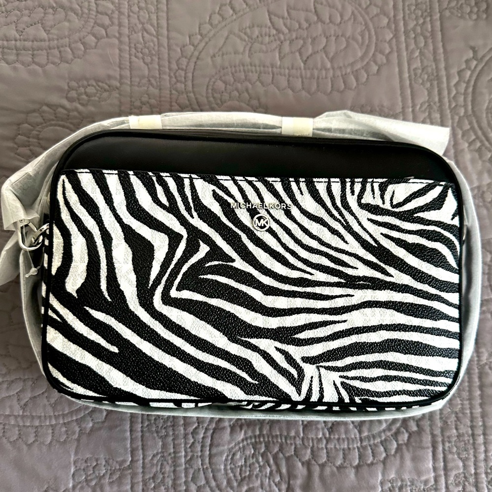 Michael Kors crossbody bag, small, black and white zebra print